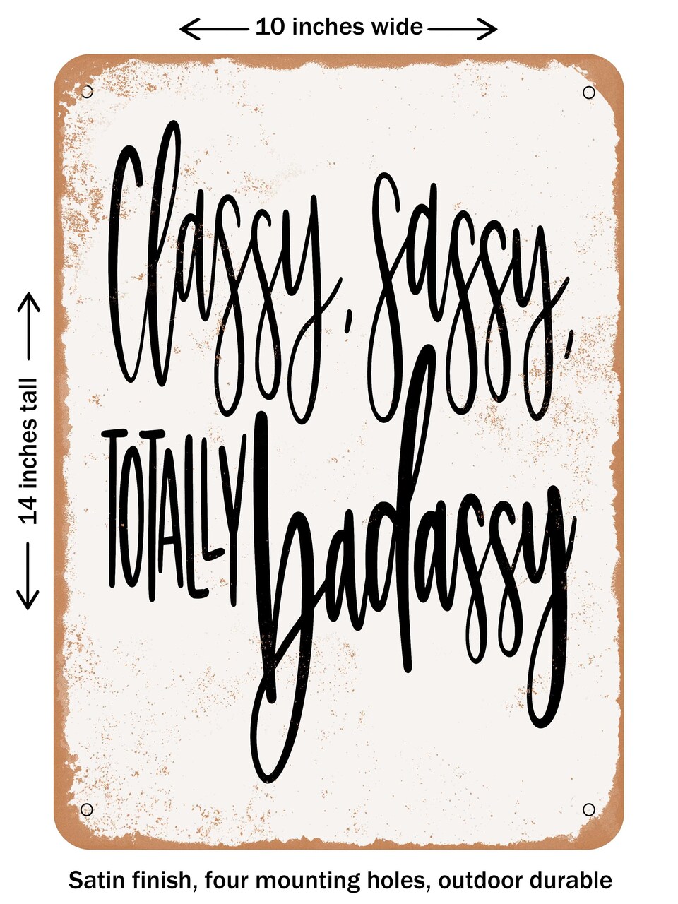 DECORATIVE METAL SIGN - Classy Sassy Badassy - Vintage Rusty Look